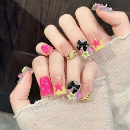 Black Butterfly duck nails angled view showing bold statement design and dramatic color contrast 🔥