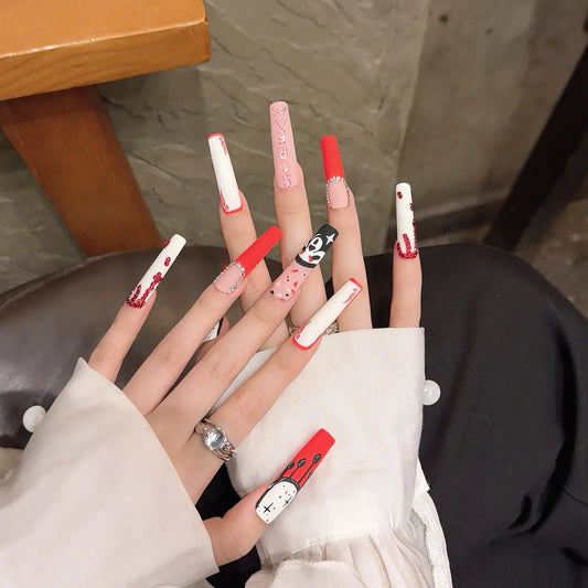 Bloody Ketchup Skull 2136 long pipe coffin nails shown in a Halloween hand lifestyle view