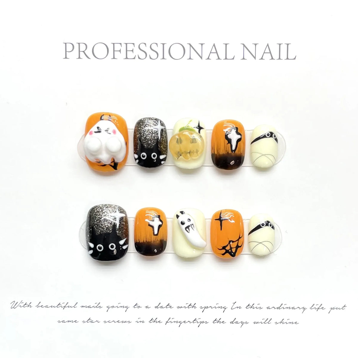 Cute Halloween cat eye devil short oval press-on nails with rainbow magnetic effect 😈🌈✨