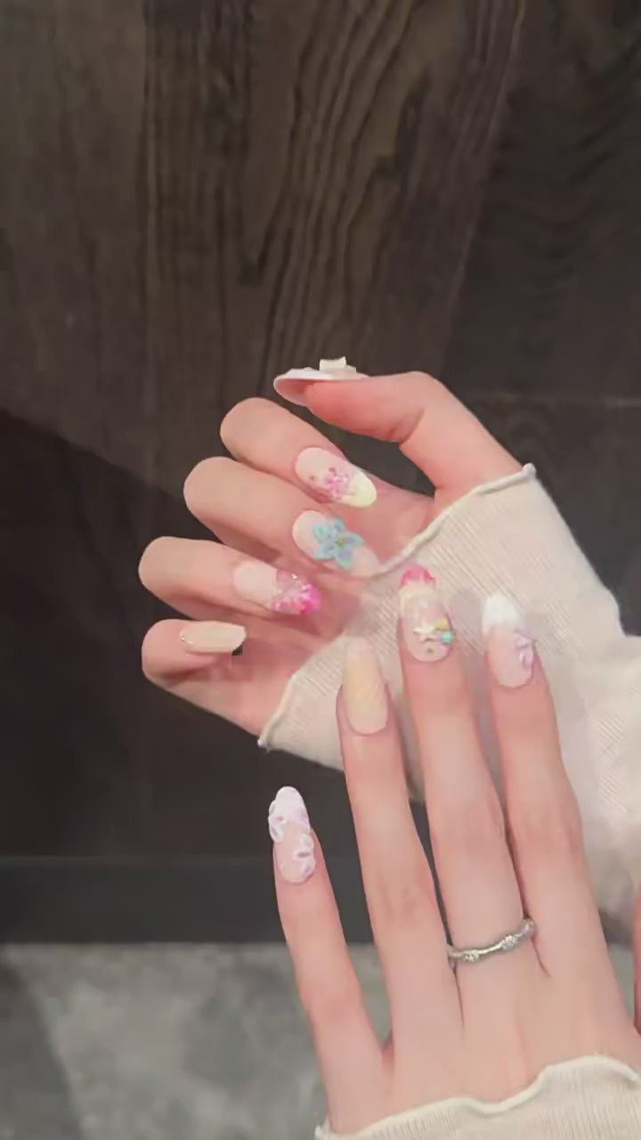 Ocean Shell press-on nails with 3D seashell and starfish summer beach designs - 360 degree product video showcase 🐚⭐