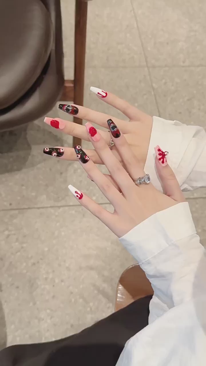 Bloody Eyeball 2365 medium coffin press-on nails product video